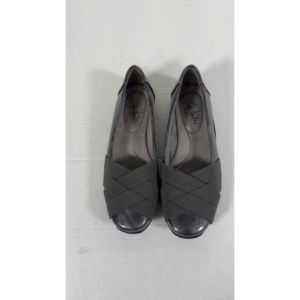 LifeStride Soft System Flats Womens 5M Grey Elastic Strap Slip On Shoe Office‎